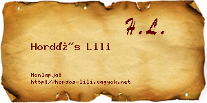 Hordós Lili névjegykártya